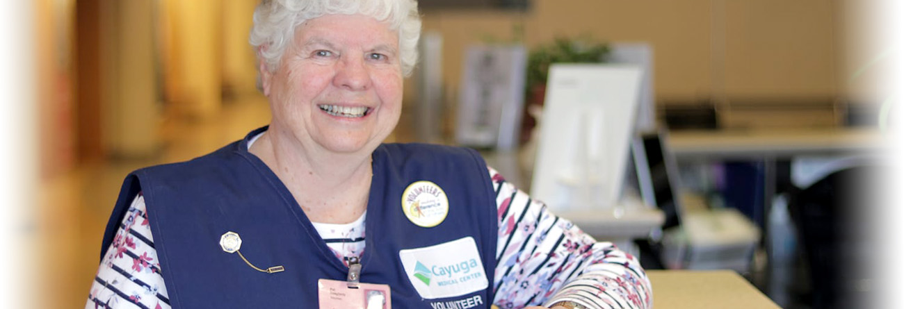 Pat volunteering her time for Cayuga Health